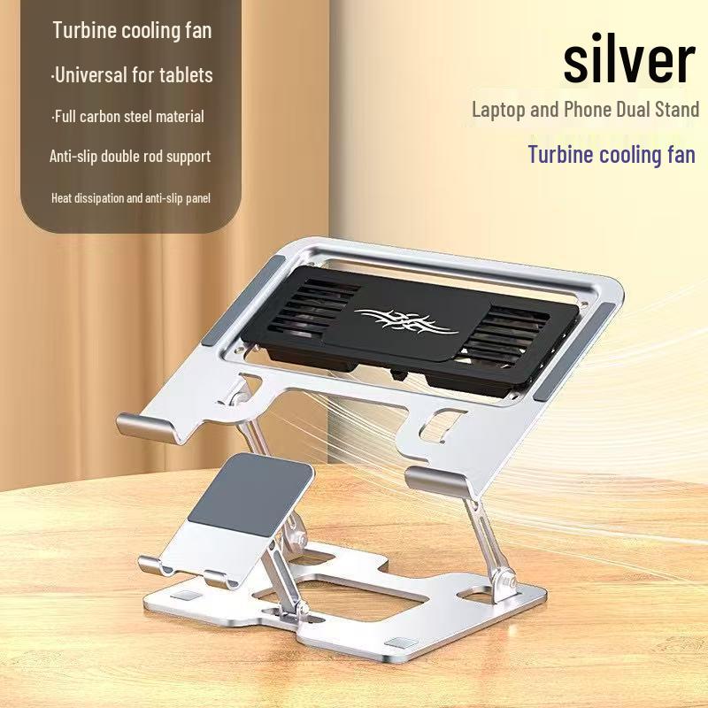 2-in-1 Leiser Kühlständer mit Lüfter für Laptops und Mobiltelefone