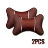 2Pcs Car PU Leather Knitted Pillows Headrest Neck Rest Cushion Support Seat Accessories Auto Safety Pillow Universal Decoration