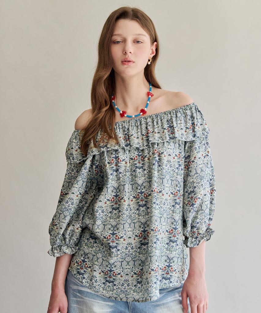 MAXZA Botanic Floral Shirring Blouse
