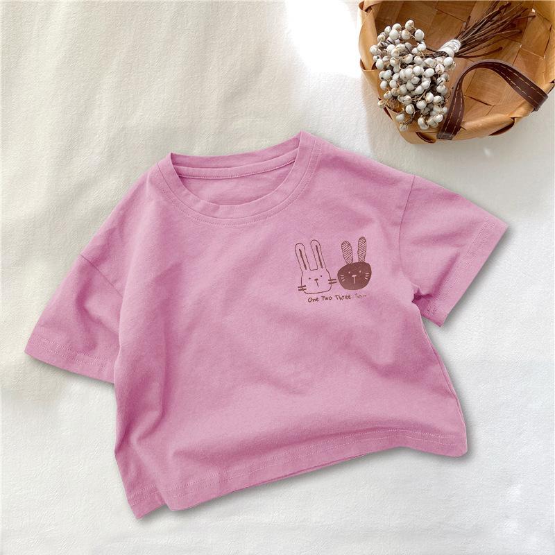 Toddler Korean Style Cartoon Short Sleeve Cotton T-Shirt
