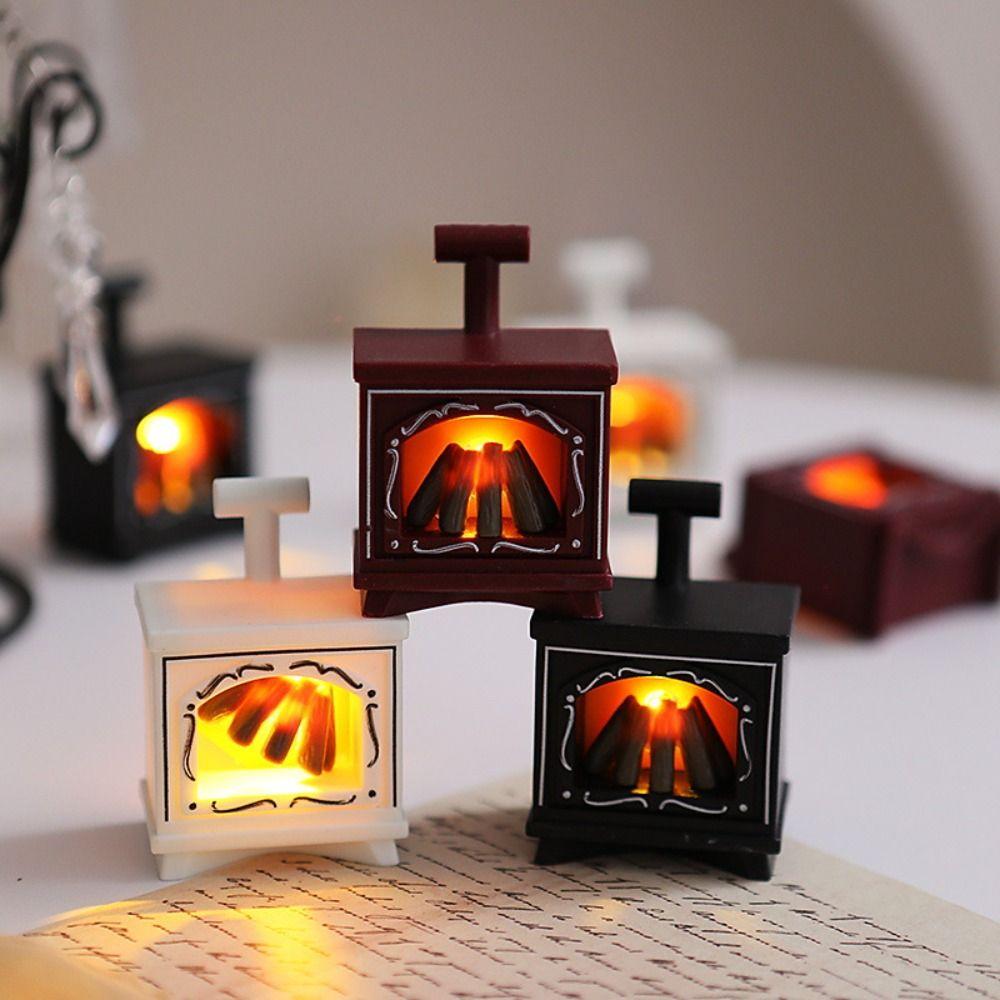 Creative Mini LED Fireplace Lamp Flameless Warm Light Electronic Candle Light Battery-Operated Retro