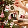 Handmade Wooden Ornaments for Holidays 12/24/36 Pcs Christmas Set, Red Green Striped Candy Cane Tree Country Style Decorations, Xmas Hanging