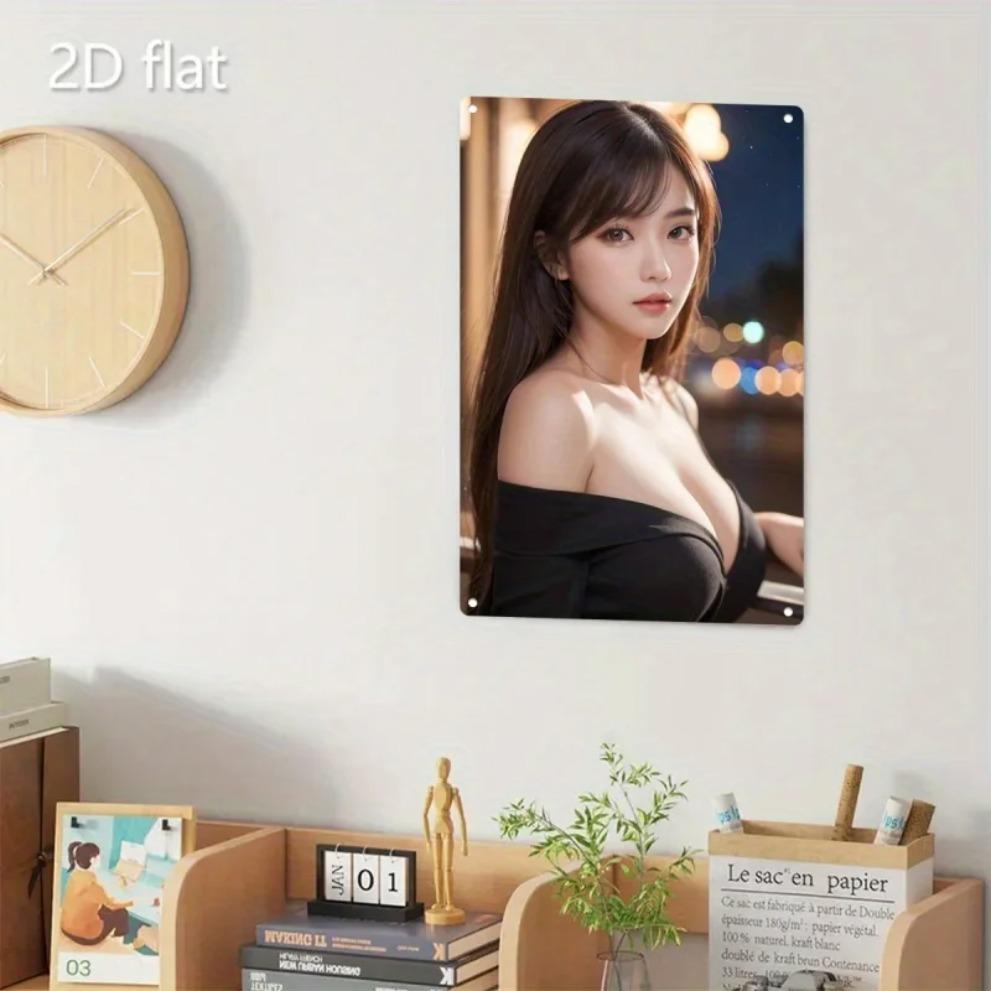 Wall Art Metal Framed, Korean Minimalist Face Wall Decor for Home Christmas Gift