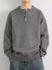 Men’s Thickened Fleece-Lined Wool Pullover Sweater – Solid Color, Loose Knitwear, Round Neck Base Layer for Winter 2025