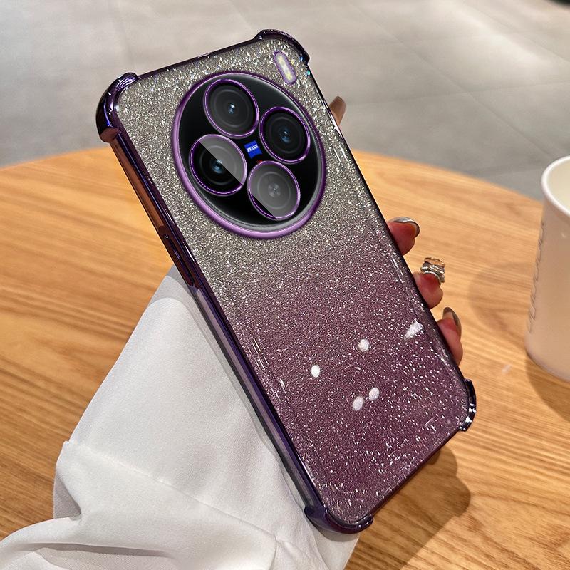 Applicable To VIVOX100 Four-corner Airbag Mobile Phone Case Y200i Electroplating Gradual Change Glitter S19 All-inclusive Anti-drop Protective Cover