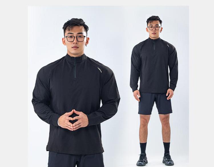 180G Quick-Dry Half-Zip Long Sleeve Fitness T-Shirt