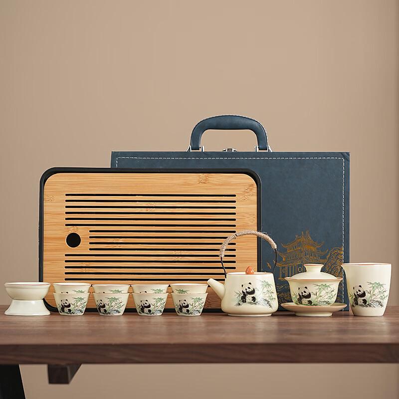 Zhuchuang Jingpin Ru Kiln Panda Tea Set