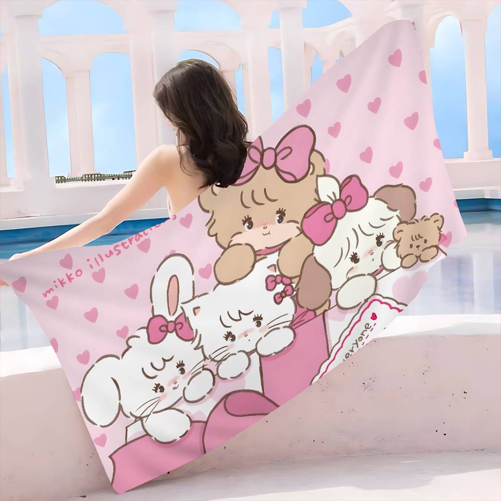 M-Mikko C-Characters Bath Towel Microfiber Soft Water Absorbing Breathable For Girl Kids Decorative Cartoon Beach Towel