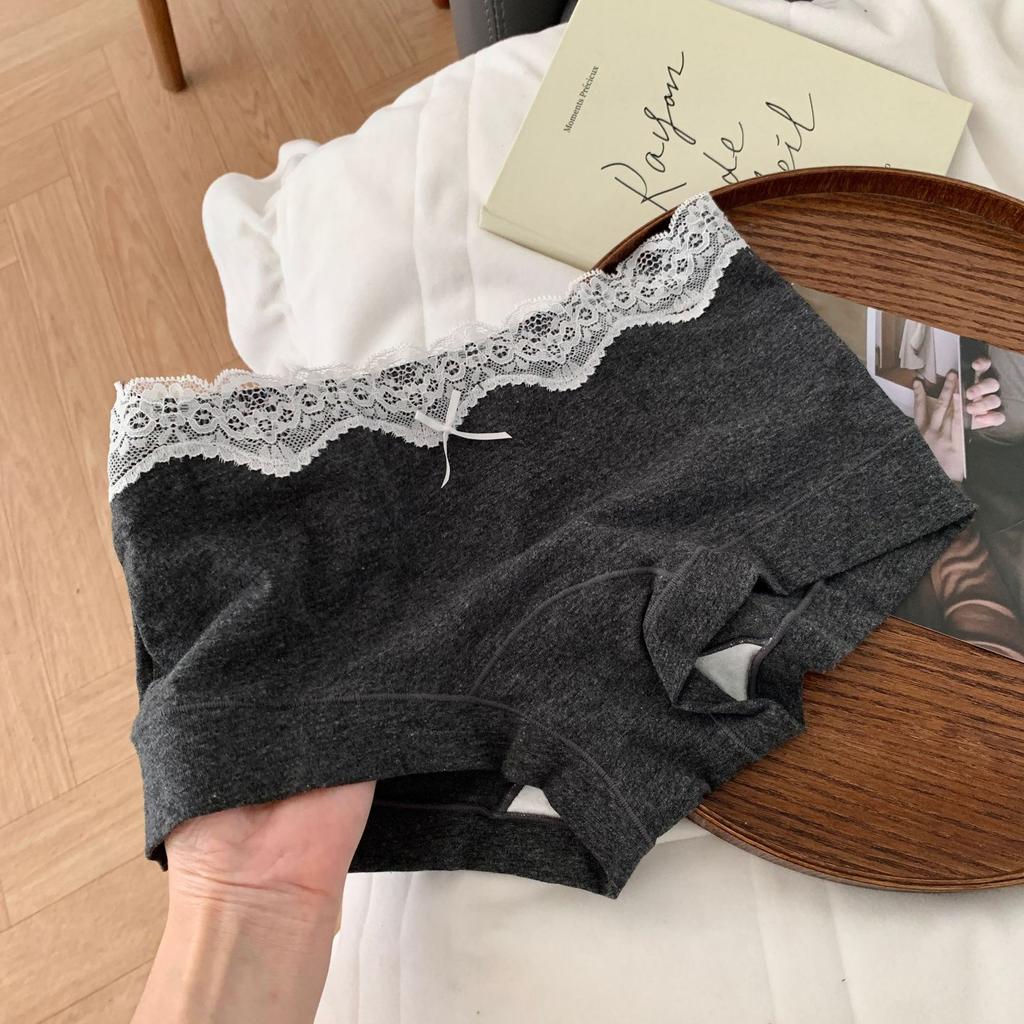 Female Spring and Autumn All Purpose Cotton Lace Edge 10A Antibacterial Extended Crotch Waist Flat Angle Panties