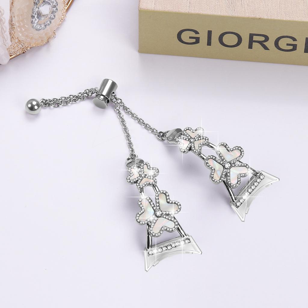 Metal Band For Google Pixel Watch 3 41mm/Pixel Watch 2/Pixel Watch Heart Clover Decor Watch Strap