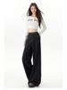 Women's Black and Gold High-Waisted Wide-Leg Denim Pants - 2025 Early Autumn Design