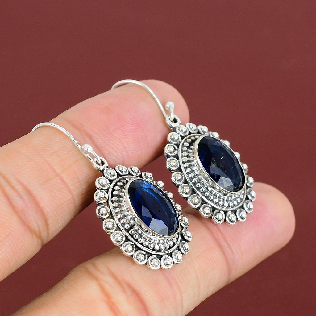 Faceted Tanzanite Quartz Earrings Genuine Gemstone Earring 925 Sterling Silver Earrings Handmade Jewelry Dainty Vintage Earring Gift For Mom