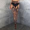 Trendy European & American Rhinestone Fishnet Bodysuit and Stockings – Sexy Black Hollowed-Out Pantyhose for Women