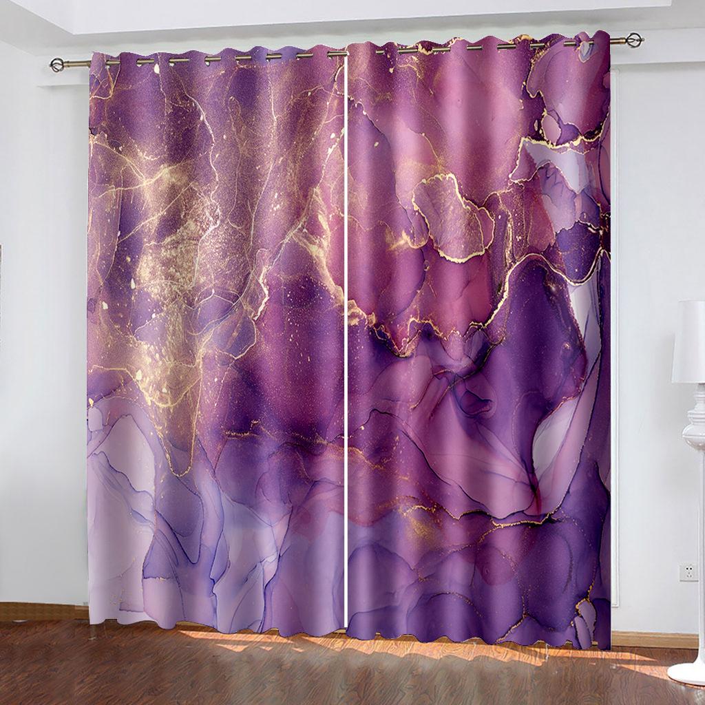 Black Gold Classic Marble Texture Sunshade Curtain Luxury Living Space Bedroom Space Home Decorative Piece Digital Print Print Thin Curtain
