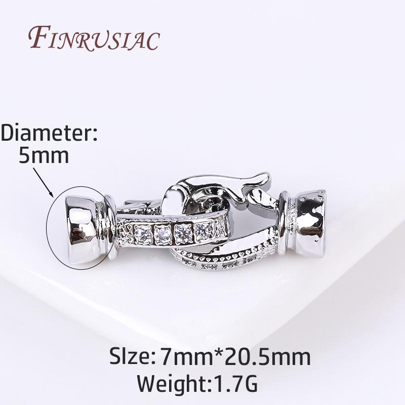Rhodium Plated Closure Fasteners Lock Clasps For Necklace Supplies,Inlaid Zircon Connector Clasps DIY Pearls Jewelry Fittings