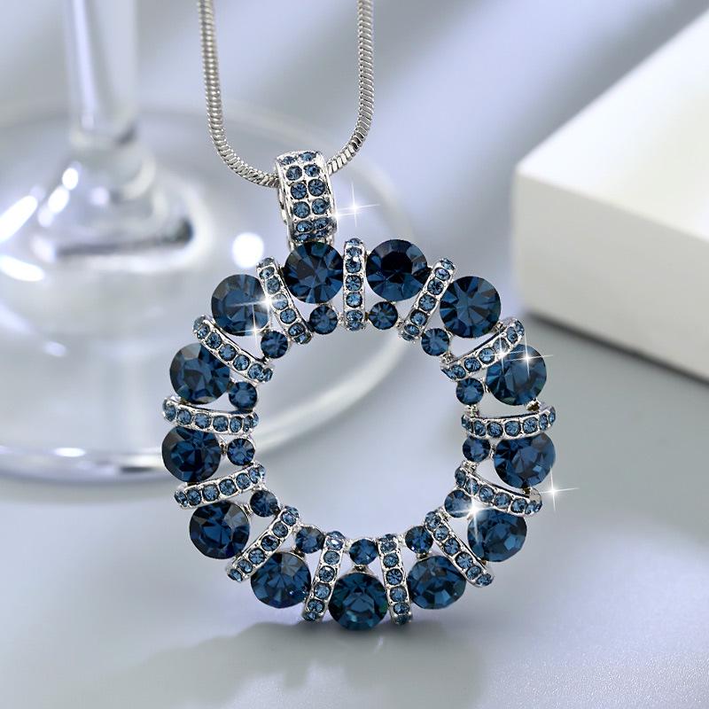 Diamond ring sweater chain women s autumn and winter long necklace clothes accessories geometric shape flash diamond pendant