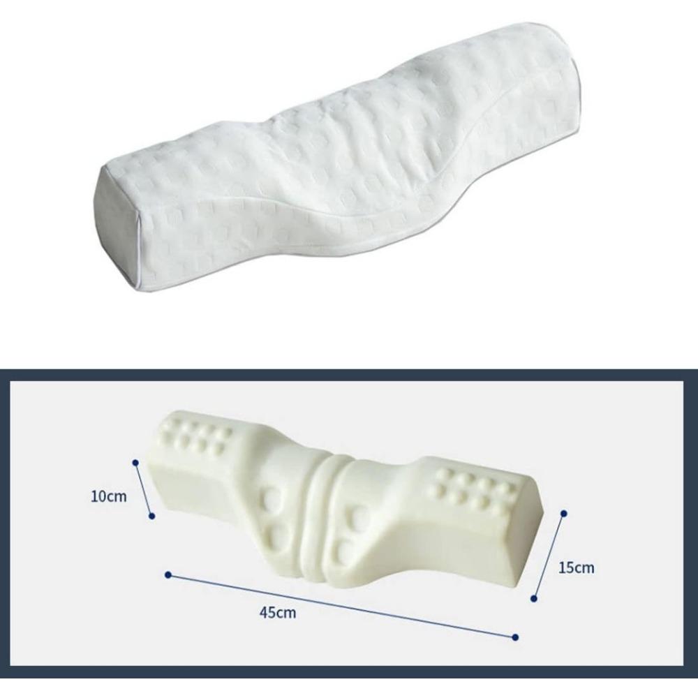 Pernă Cervicală pentru Gât pentru Dormit cu Alinare a Durerii, Pernă Rulou pentru Gât Spumă cu Memorie, Pernă Cilindrică de Călătorie pentru Pat pentru Persoane care Dorm pe Lateral, Persoane care Dorm pe Spate. (albastru)