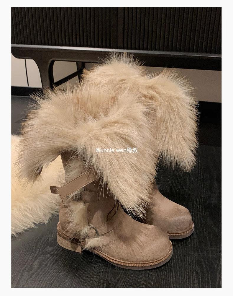 Women's Soft Elastic Winter Warm Anti Cold Lengthened Plush Snow Boots Thick Bottom Non-slip Wear Outdoor Leisure Sports Long Cotton Boots