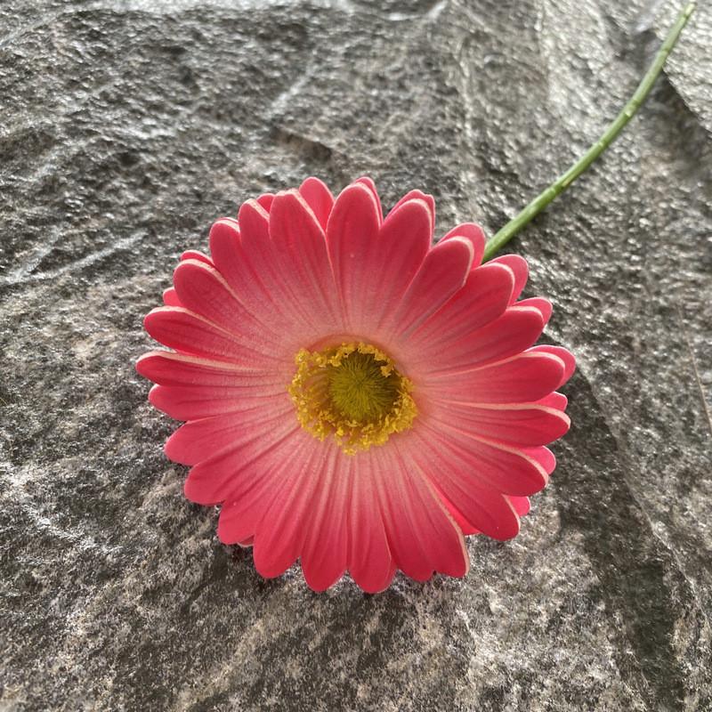 Pu Gerbera Daisy Artificial Flower For Wedding Decor Home Styling Soft Rubber Material