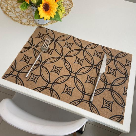 Vintage Placemat Heat-Resistant Non-slip PVC Heat Insulation Rectangle Dining Table Protection Decoration Pad Kitchen Supplies