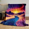 Dreamy Sunset with River Scene for All Seasons Blanket Lunch Break Throw Gift