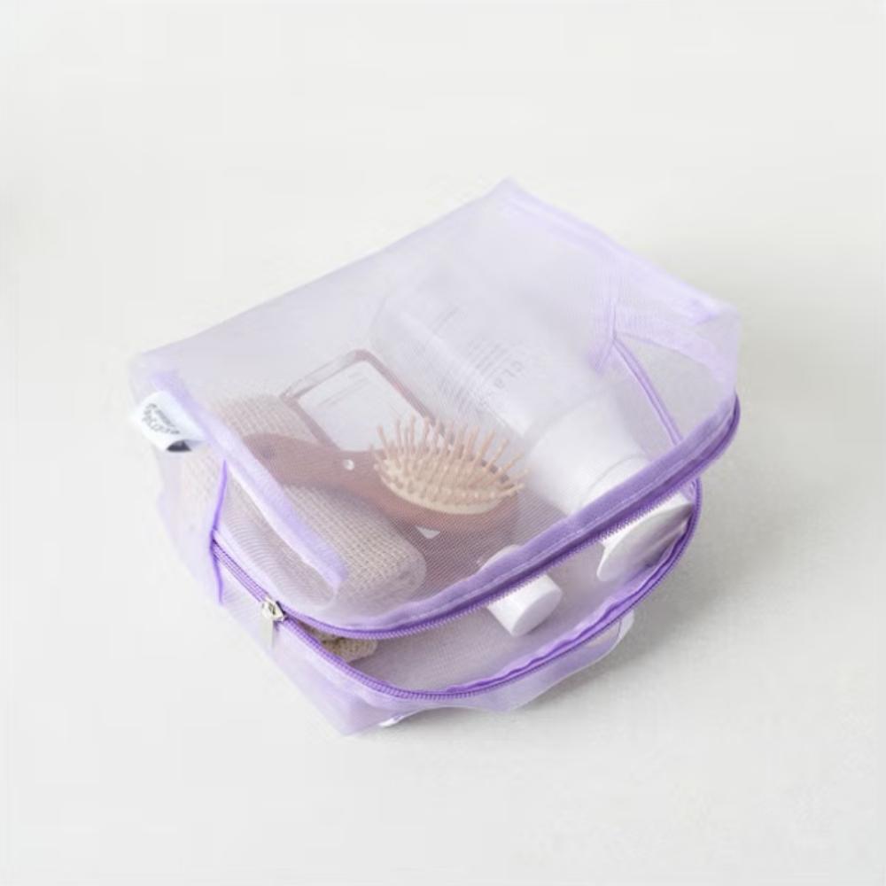 Purple Mesh Pouch with Handle