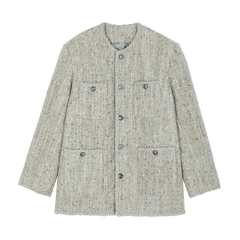 JNBY Loose Fit Collarless Wool Blend Coat