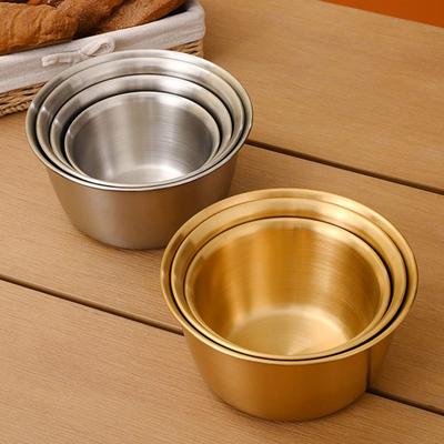 Korean Stainless Steel Fruit Salad Bowl Multifunctional Mixing Bowl Golden Silver Large Capacity Soup Basin Kitchen Utensils