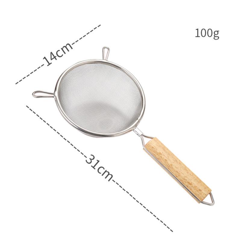 Großes Filtersieb aus Edelstahl mit Holzgriff, frittierte Schaufel für das Kochen zu Hause in der Küche