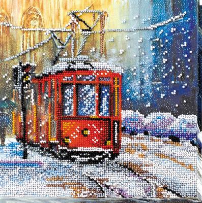 Kit Midi pentru broderie cu mărgele pe pânză artistică naturală Abris Art Transport