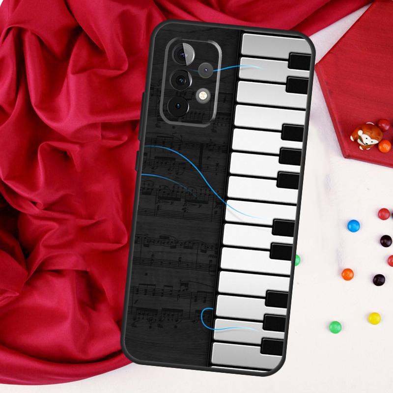 Piano Keys Keyboard design For Samsung Galaxy A15 A55 A53 A33 A35 A22 A32 A52 A54 A34 A14 A56 A36 A26 A16 A05 A06 Case