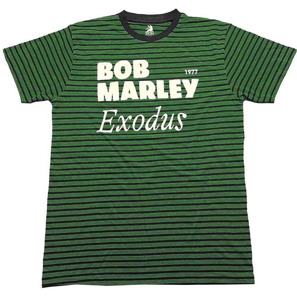 Bob Marley Exodus Green / Black Striped T shirt - NEW OFFICIAL S