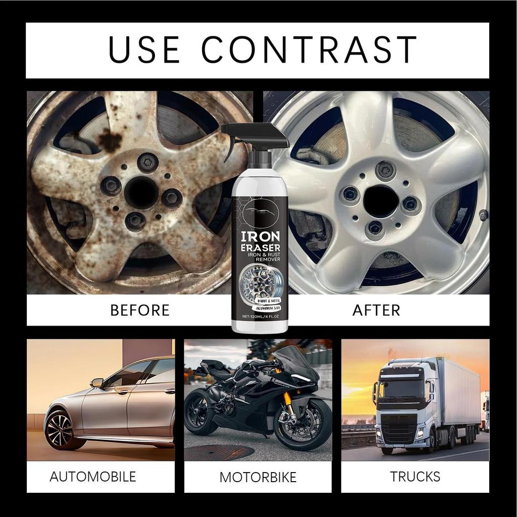 111ml Car Rust Remover Spray cleaning metal iron powder rust remove for Wheel Rims exhaust pipe Fast-Acting Iron Oxidation