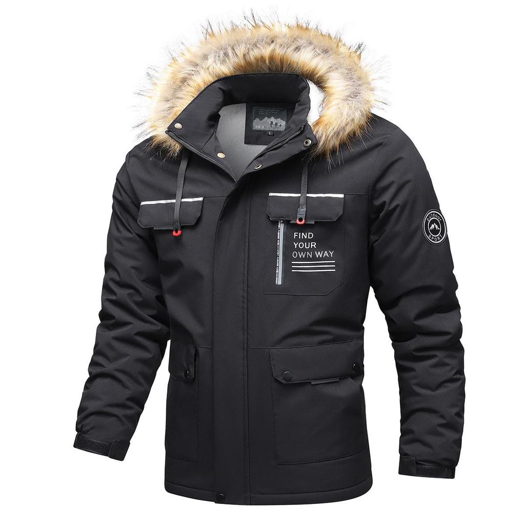 Men's Casual Windbreaker Jackets Hooded Jacket Man Waterproof Outdoor Soft Shell Winter Coat Clothing Warm Fleece Thick