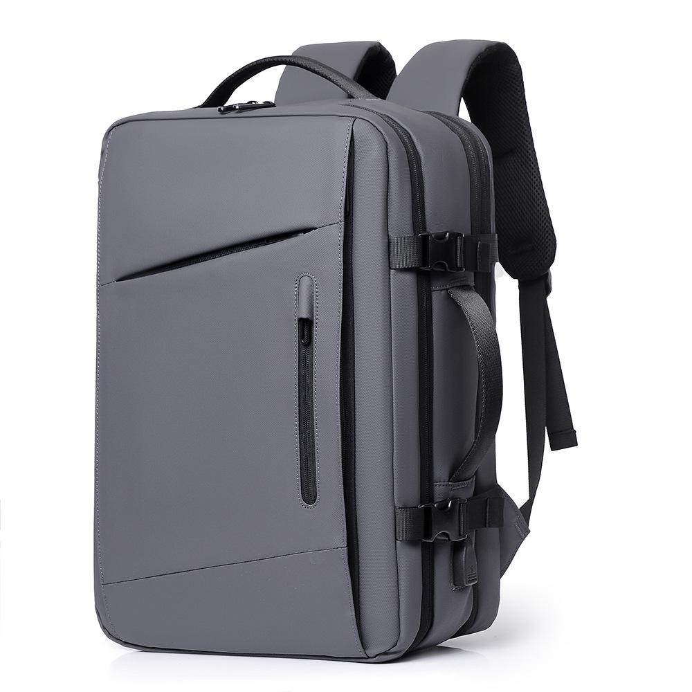 Expandable Multifunctional Business Travel Backpack - Solid Color, Minimalist Design for Cross-Border Trips