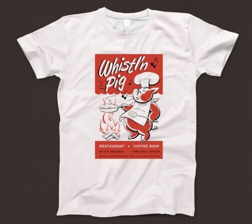 Футболка Whistl n Pig 772 Кофейня Ресторан 1950-х годов Портленд Орегон Дайнер БАРБЕКЮ 3XL