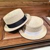 Sombrero Porkpie clásico sombrero porkpie de paja para hombres mujeres sombrero ala plana fedora sombrero de sol de rafia trilby de verano sombrero de jazz sombrero de fieltro vintage