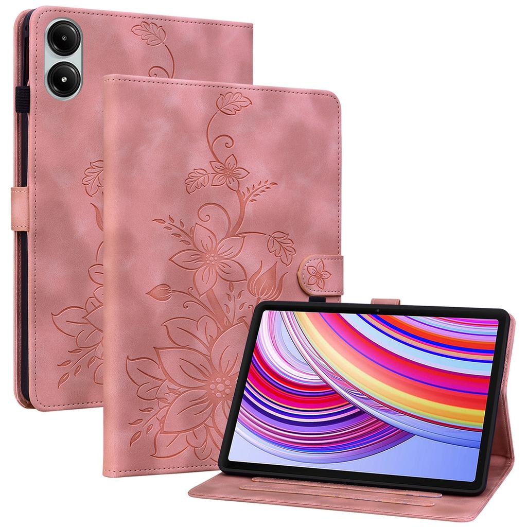 For Xiaomi Redmi Pad Pro/Redmi Pad Pro 5G/Poco Pad Shockproof Case Lily Flower Imprint Leather Tablet Cover