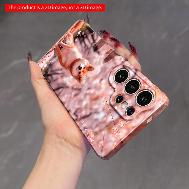 2DFlat Samsung phone case Shiba Inu Amid Cherry Blossoms Applicable to Galaxy S22 S23 S24 S25ULTRA S26 A12 A13 A14 A15 A16