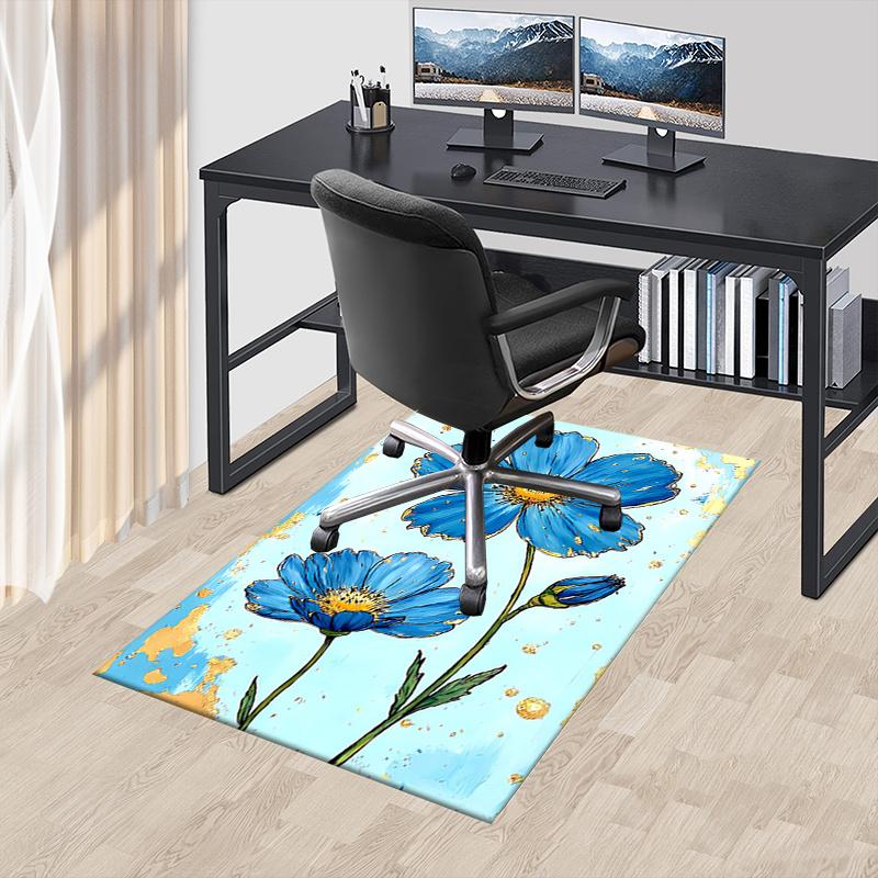 

1pc Blue Flowers Area Rug Soft Flannel Floor Mat for Living Room, Bedroom and Carpet, Sofa Coffee Table Floor Mat, Decorative Rug q34 60cm by 90cm