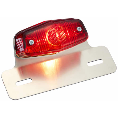 Kijima Lucas S Type Tail Lamp with Aluminum Plate G18 12V20/20W 81mm General Purpose Red 218-1022