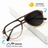 Pilot Double Beam Acetate Oversized Photochromic Anti Blue Ray Presbyopic Reading Glasses Custom 0~+600