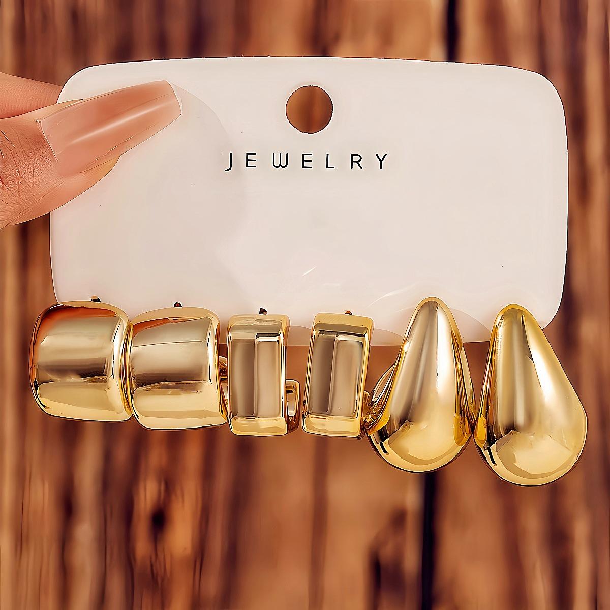 Fashion C-shaped Water Droplet Earrings 6 Piece Set Wholesale Geometry Wholesale N251028 золотой