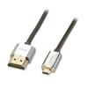 LINDY CROMO LINE HDMI To Cable 0.5m 2.0 Type-A Type-D Ultra-Thin (Part Number 41680)