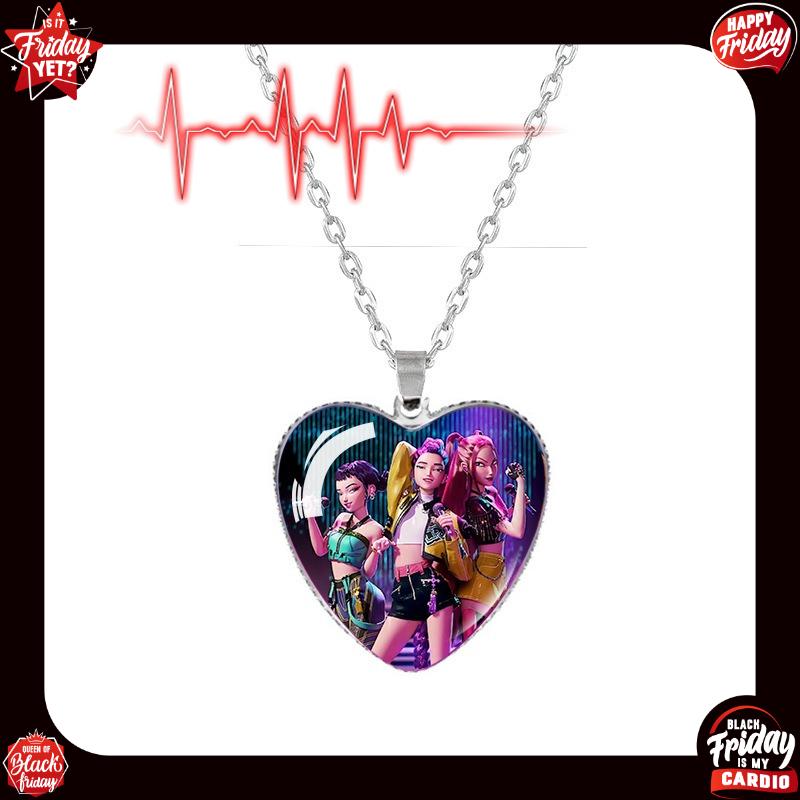 1 sztuka Akcesoria Anime K-pop Łowcy Demonów Klejnot Czasu Naszyjnik Serce Szczęśliwy Naszyjnik Prezent dla Dziewczynek Prezent Urodzinowy Prezent Świąteczny