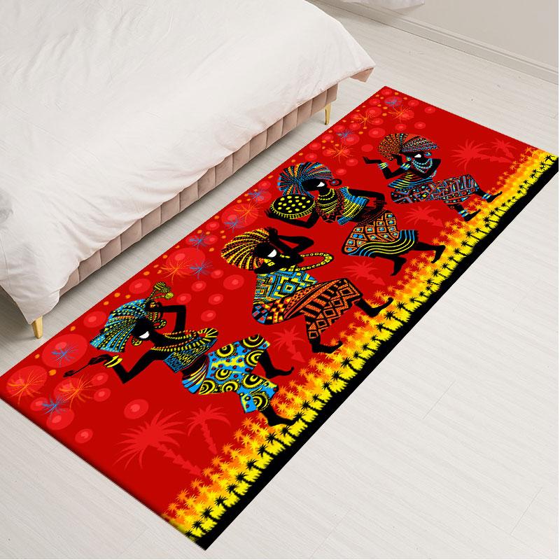 Ethnic Style Carpets for Living Room Bedroom Traditional African Woman Pattern Area Rugs Polyester Home Decoration Kitchen Mat