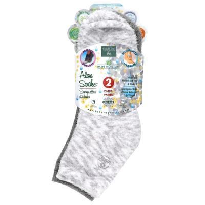 Aloe Moisture, Aloe Socks, Gray/White, 2 Pairs