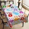Fun Kids Art Tablecloth,Multicolor Handprint Design,Clean Scalloped Trim, Dirt Resistant for Home Decor Casual Family Gatherings