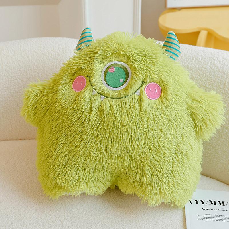 Green Monster Plush Toy Stuffed Animal Pillow, Cute Cartoon Doll for Sleeping, Cuddle Buddy Gift for Kids and Adults