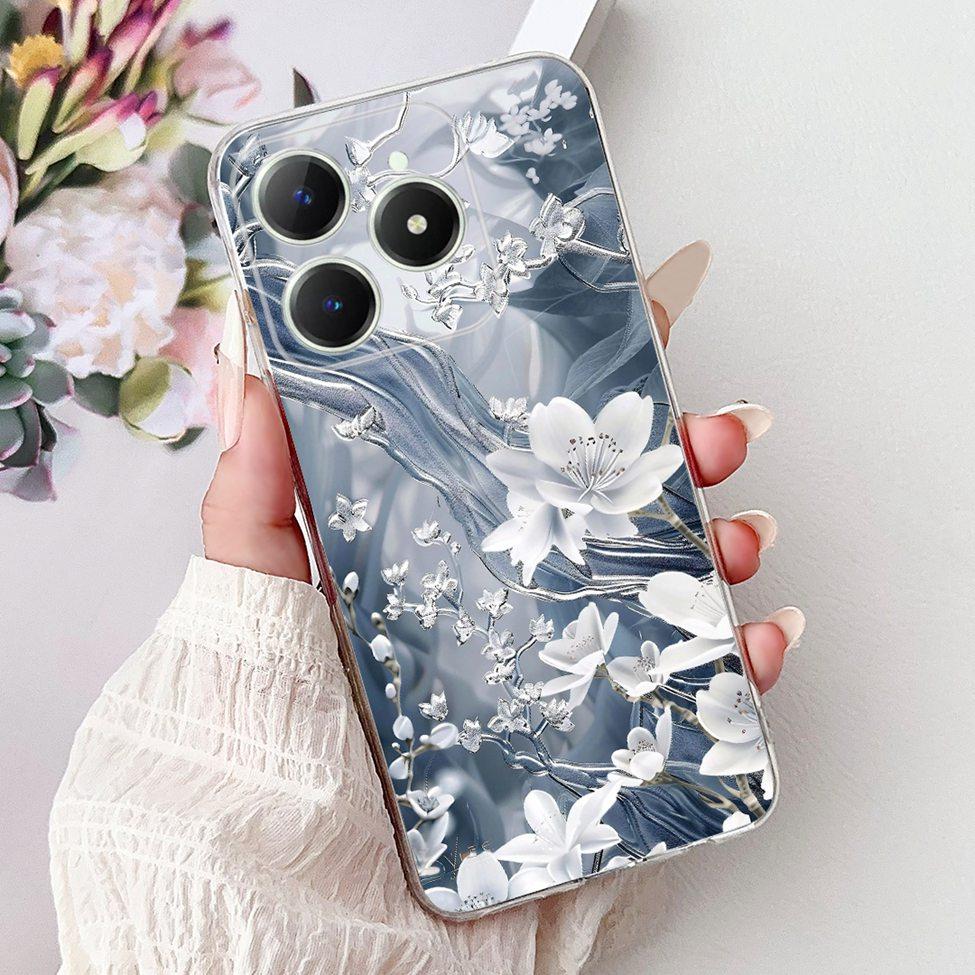 4G Clear For Realme Note 60 Case RMX3933 Luxury Butterfly Love Flowers Cool Lion Painted Phone Case For Realme Note 60X RMX3938
